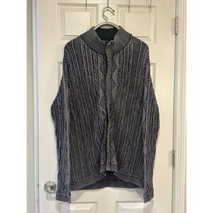 Carbon 2 Cobalt Sweater Cotton Cable‎ Knit Full Zip Cardigan Size XL